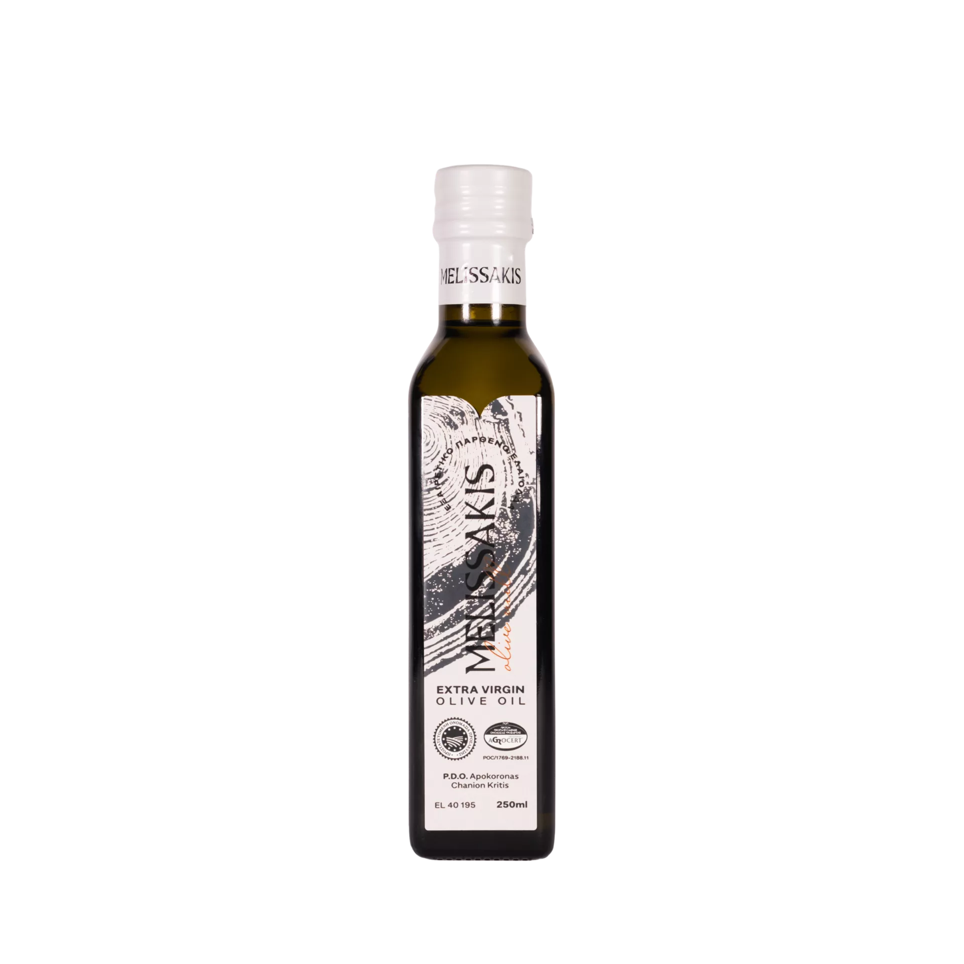 Butelka oliwy z oliwek extra virgin PDO Apokoronas Melissakis 250 ml