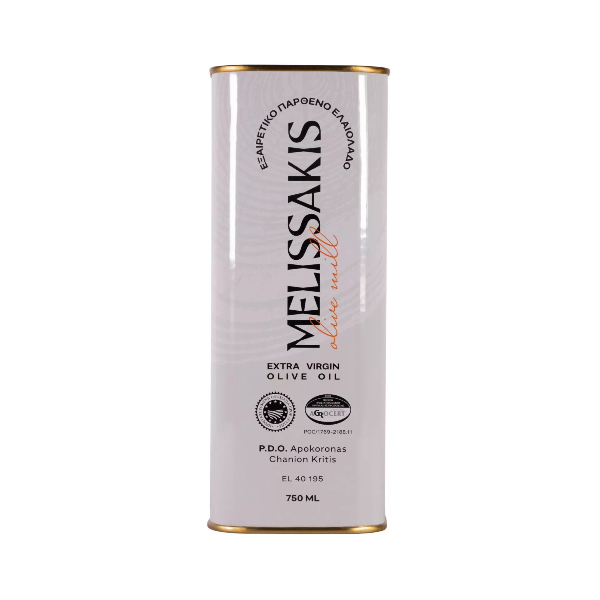 Puszka oliwy z oliwek extra virgin PDO Apokoronas Melissakis 750 ml