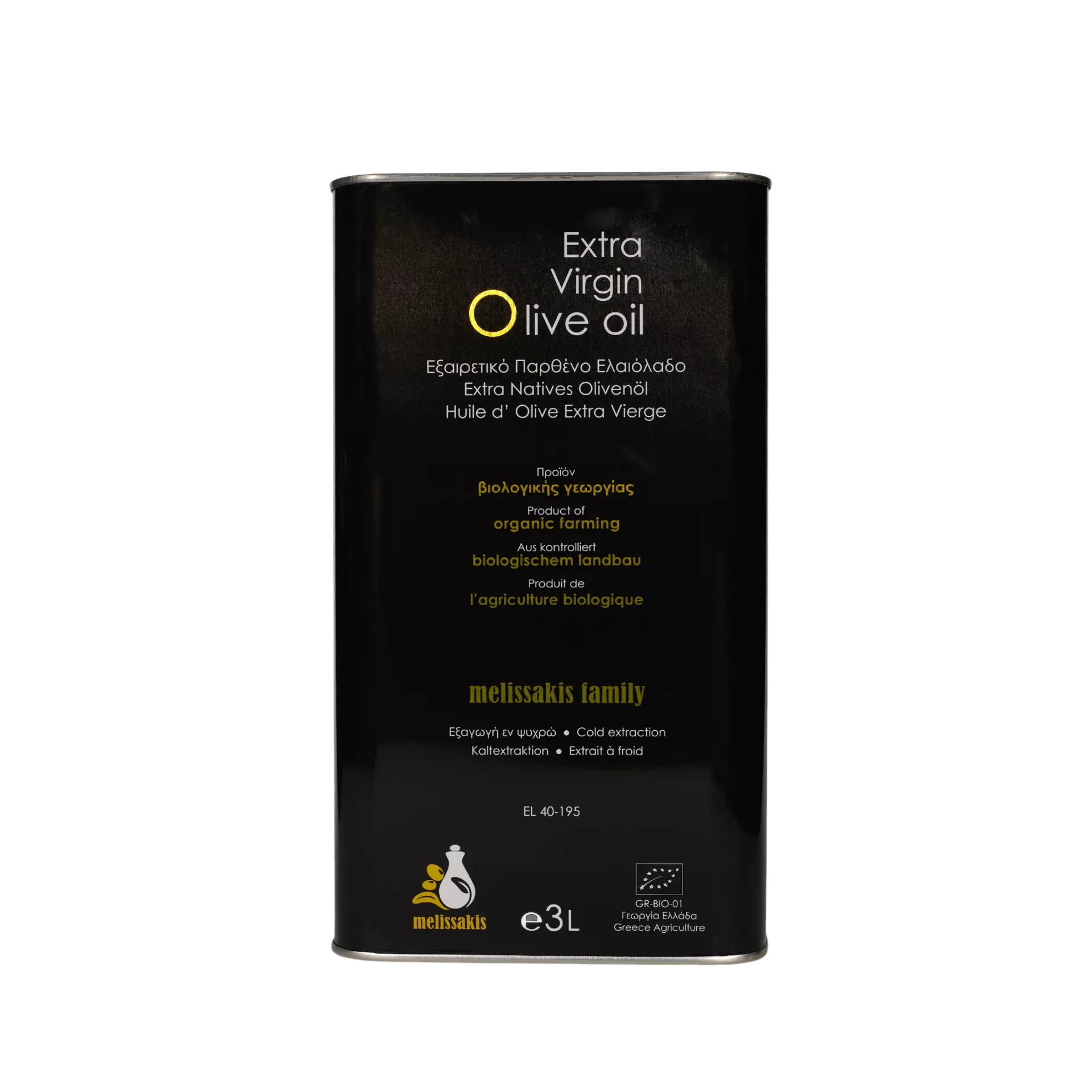 Puszka oliwy z oliwek BIO extra virgin Melissakis 3 l